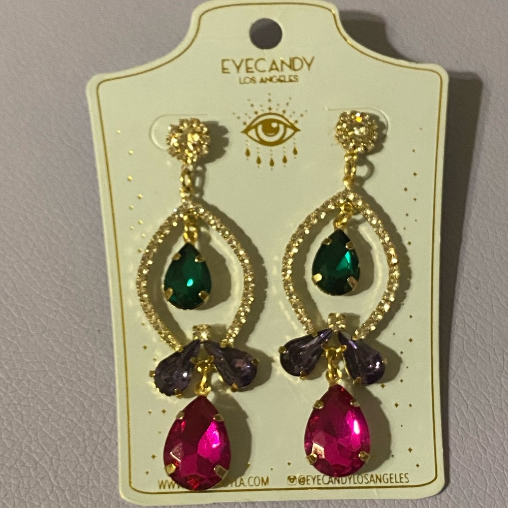 Eye Candy Los Angeles Nina Pink Drop Earrings